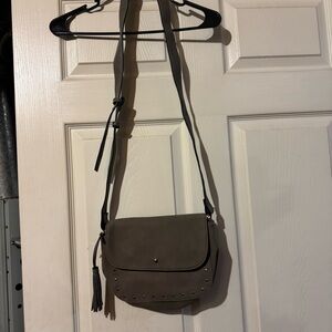 Gray Studded Crossbody Bag